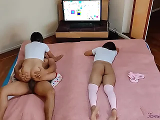 My 2 Step Nieces watching Comic strips part 2 - they are watching Pepa