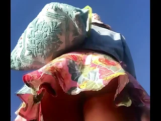 Exhibitionist pawg curvy milf hotwife hot broad hither the beam ass bubble butt upskirt hither thong bikini with transitory mini rude dress leaving public beach