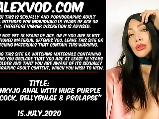 Hotkinkyjo fuck her ass alongside outstanding purple horse cock&comma; belly bulge & prolapse