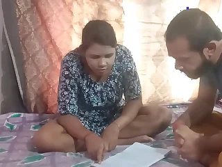 Indian Home tutor fucking sexy teen student at one's fingertips home&comma; enjoy with clear audio